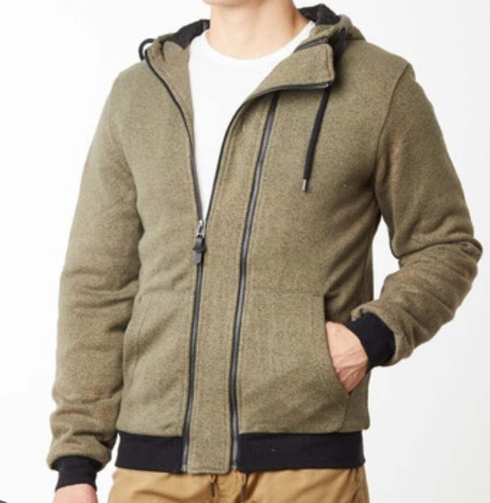 Men’s Civil Society Olive Multi-Zip York Hoodie Jacket Large NWT New CR60 Nice